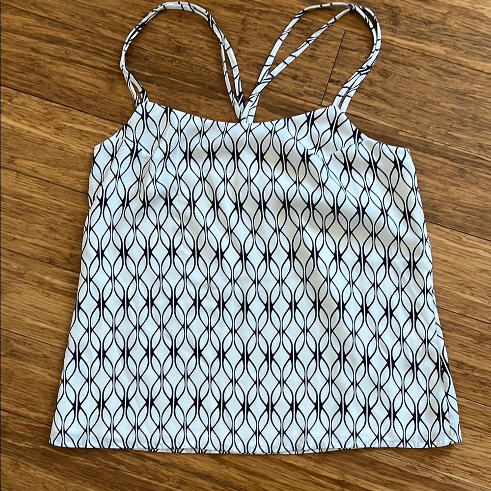 Banana Republic White and Blue Sleeveless Camisole